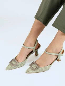 Marina Torres Slingback da donna con cinturino alla caviglia e tacco a rocchetto