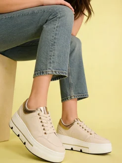 Martin Pescatore Sneakers donna stringate con platform - beige