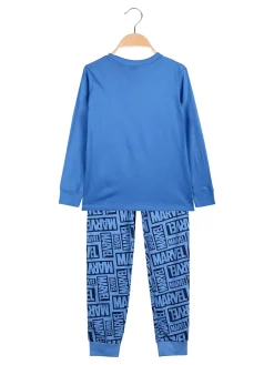 Marvel Spider-Man Pigiama lungo da bambino in cotone con stampe - azzurro