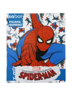 Marvel Spider-Man Pigiama lungo da bambino in cotone con stampe - blu