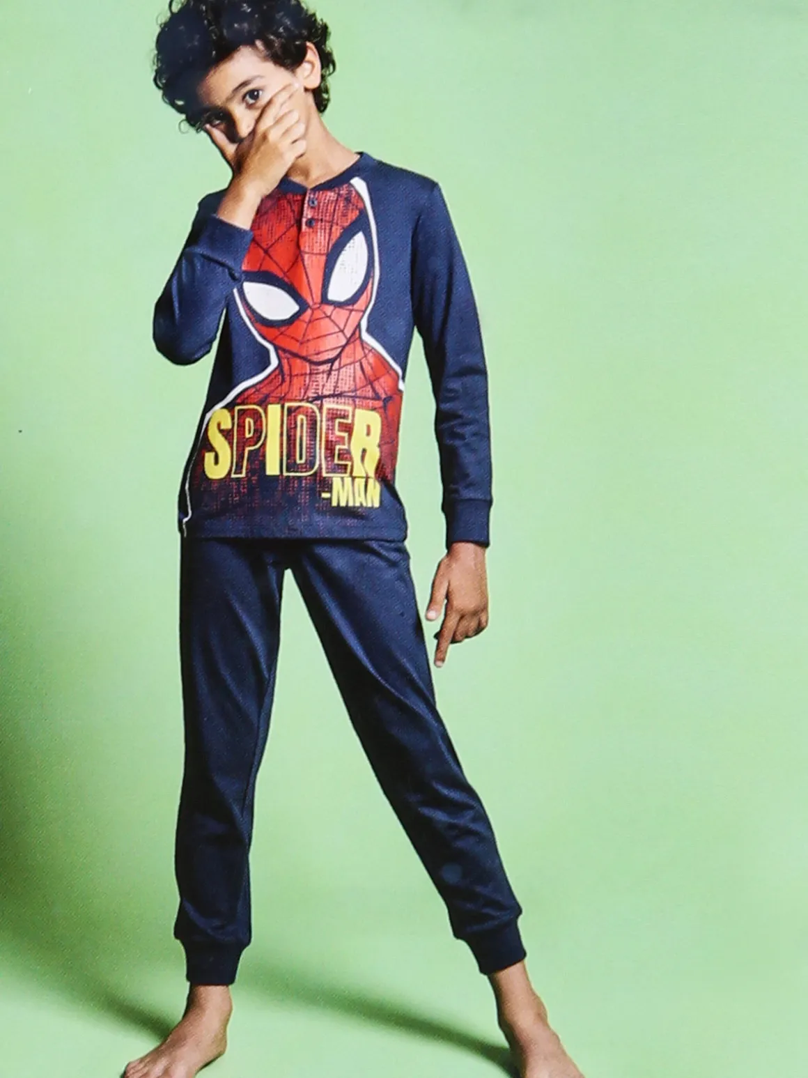 Marvel Spider-Man Pigiama lungo da bambino in cotone con stampa - blu scuro