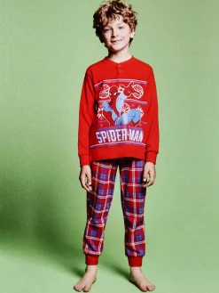 Marvel Spider-Man Pigiama natalizio da bambino in cotone - rosso