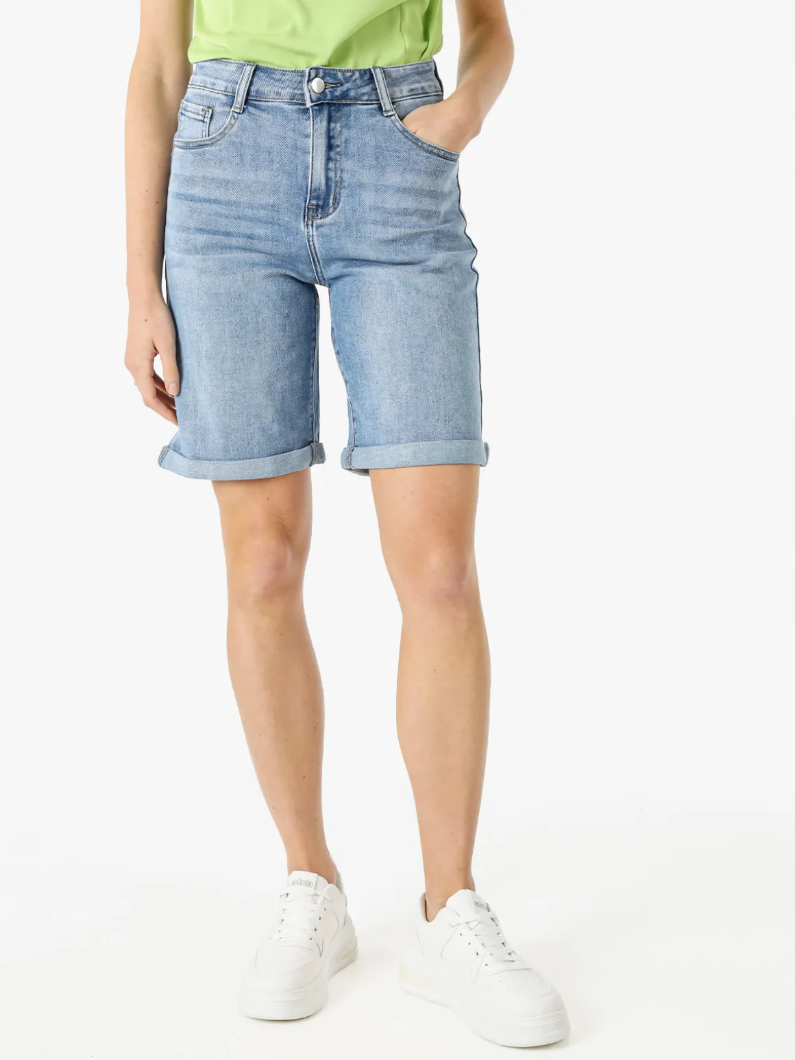 Max & Liu Bermuda in jeans da donna con risvolto - jeans