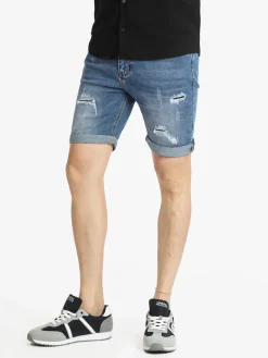 Max & Liu Bermuda in jeans da uomo con strappi