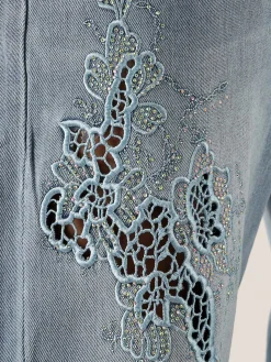 Max & Liu Jeans donna a gamba dritta con ricamo e strass - jeans