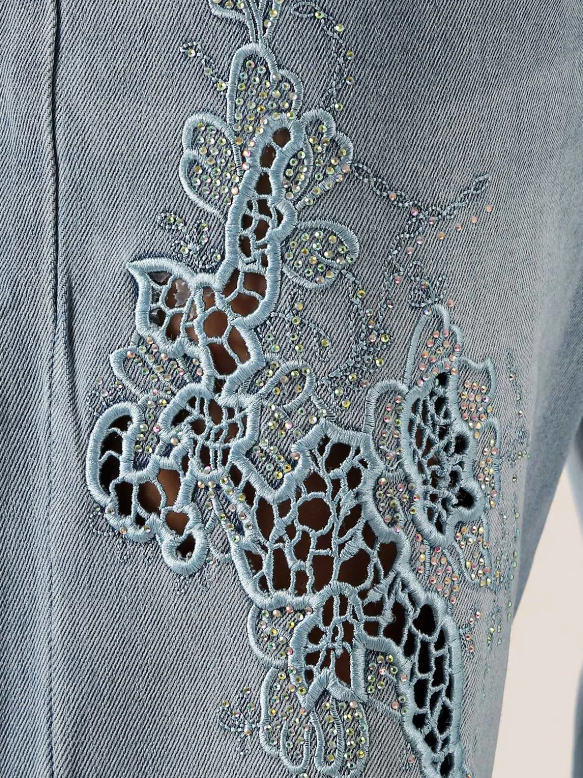 Max & Liu Jeans donna a gamba dritta con ricamo e strass - jeans