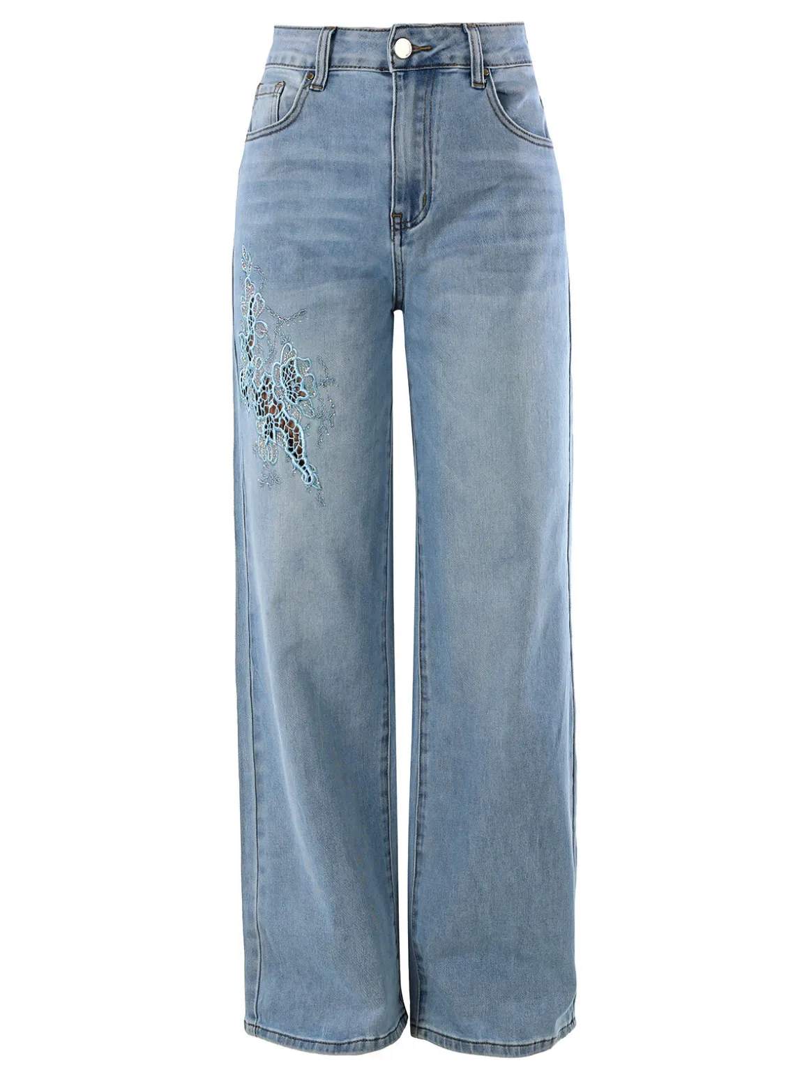 Max & Liu Jeans donna a gamba dritta con ricamo e strass - jeans