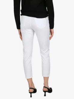 Max & Liu Pantaloni capri donna in cotone con piccolo spacco e strass sul finale