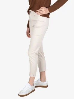 Max & Liu Pantaloni capri donna in cotone con piccolo spacco e strass sul finale