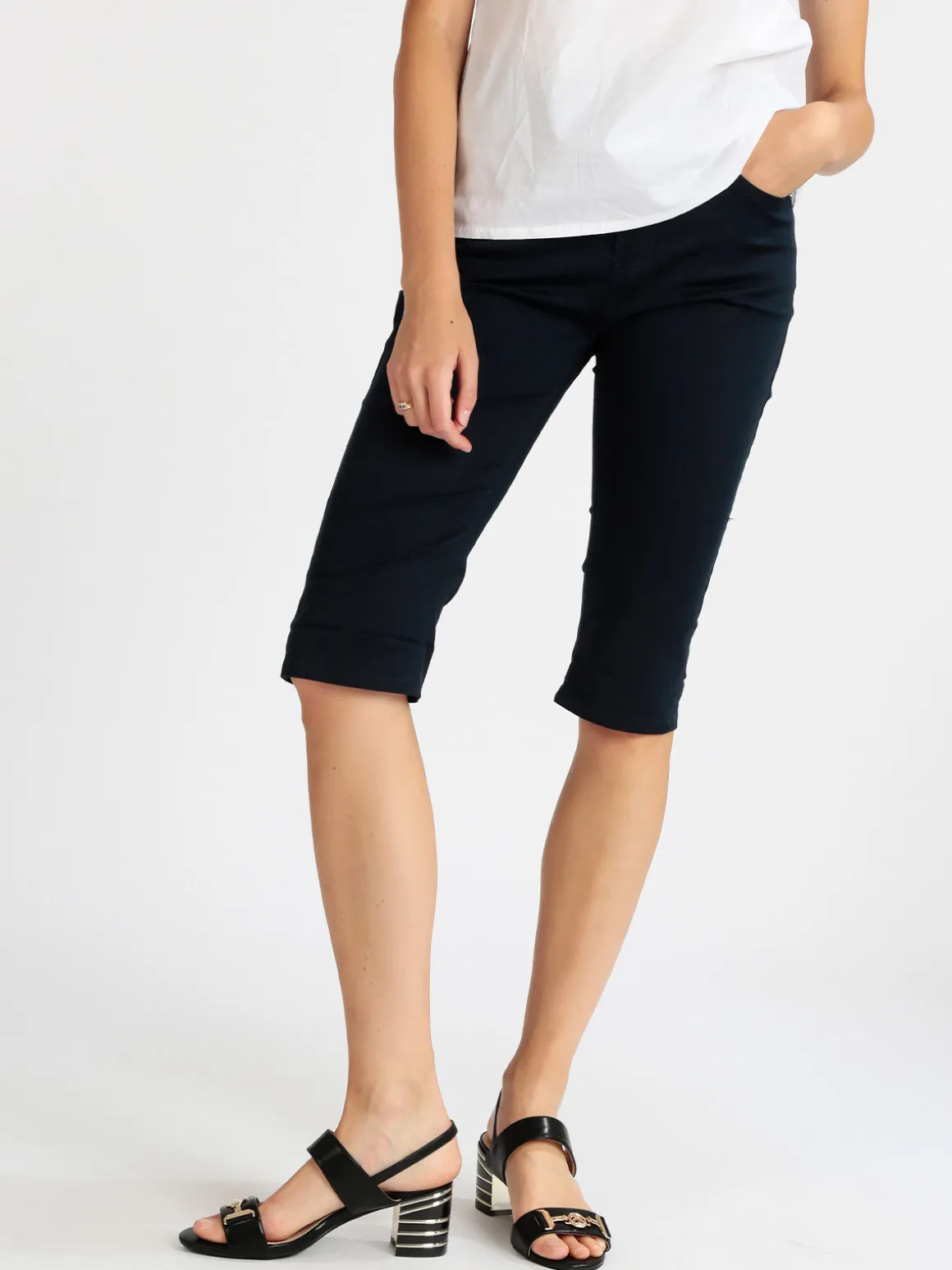 Max & Liu Pantaloni donna a pinocchietto in cotone
