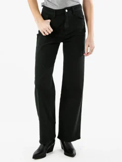 Max & Liu Pantaloni donna jeans a gamba larga - nero