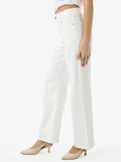 Max & Liu Pantaloni donna jeans a gamba larga - bianco