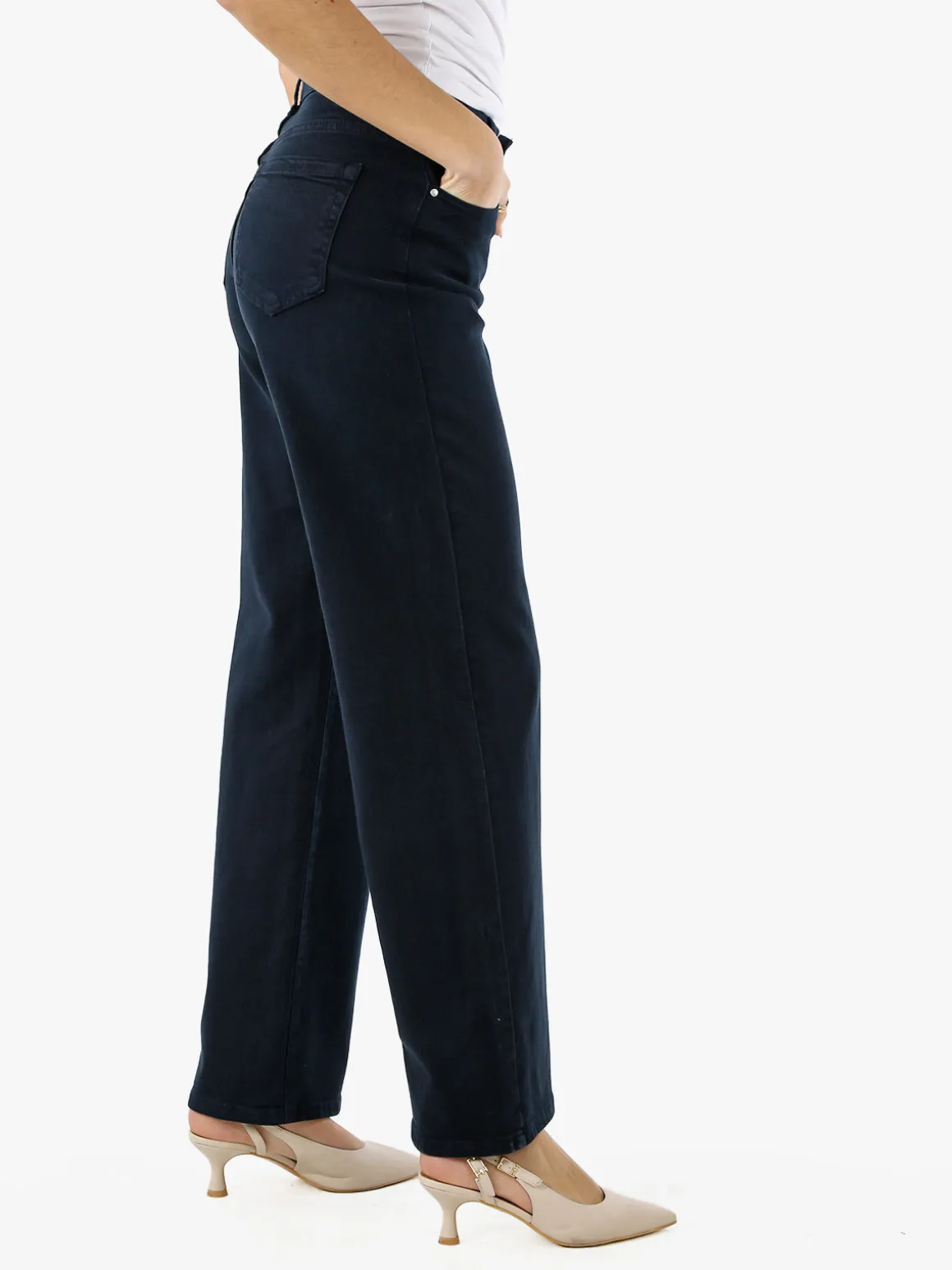 Max & Liu Pantaloni donna jeans a gamba larga - blu scuro