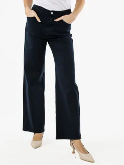Max & Liu Pantaloni donna jeans a gamba larga - blu scuro
