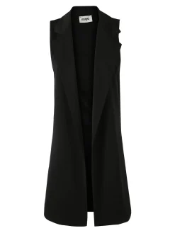 Maya Gilet lungo da donna con spacchi profondi - nero