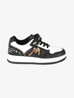 Melania Sneakers bicolore da bambina con strass e cinturino a strappo