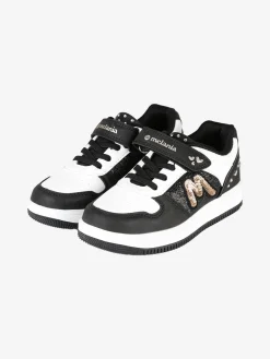 Melania Sneakers bicolore da bambina con strass e cinturino a strappo