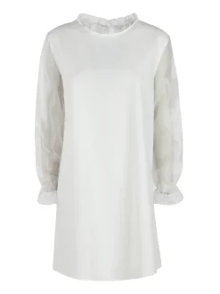 Melitea Abito donna con colletto alla coreana e maniche in tulle