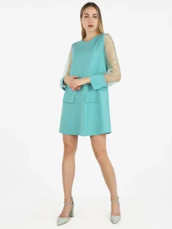 Melitea Abito girocollo da donna con maniche in tulle