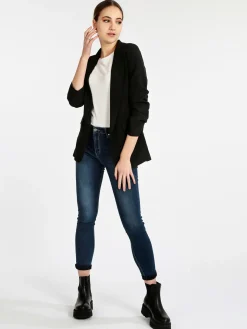 Melitea Blazer donna aperto con maniche arricciate