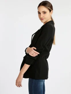 Melitea Blazer donna aperto con maniche arricciate