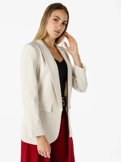 Melitea Blazer donna aperto con scollo risvoltato - beige