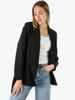 Melitea Blazer donna con spalline imbottite e fusciacca in vita - nero