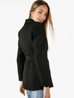 Melitea Blazer donna con spalline imbottite e fusciacca in vita - nero
