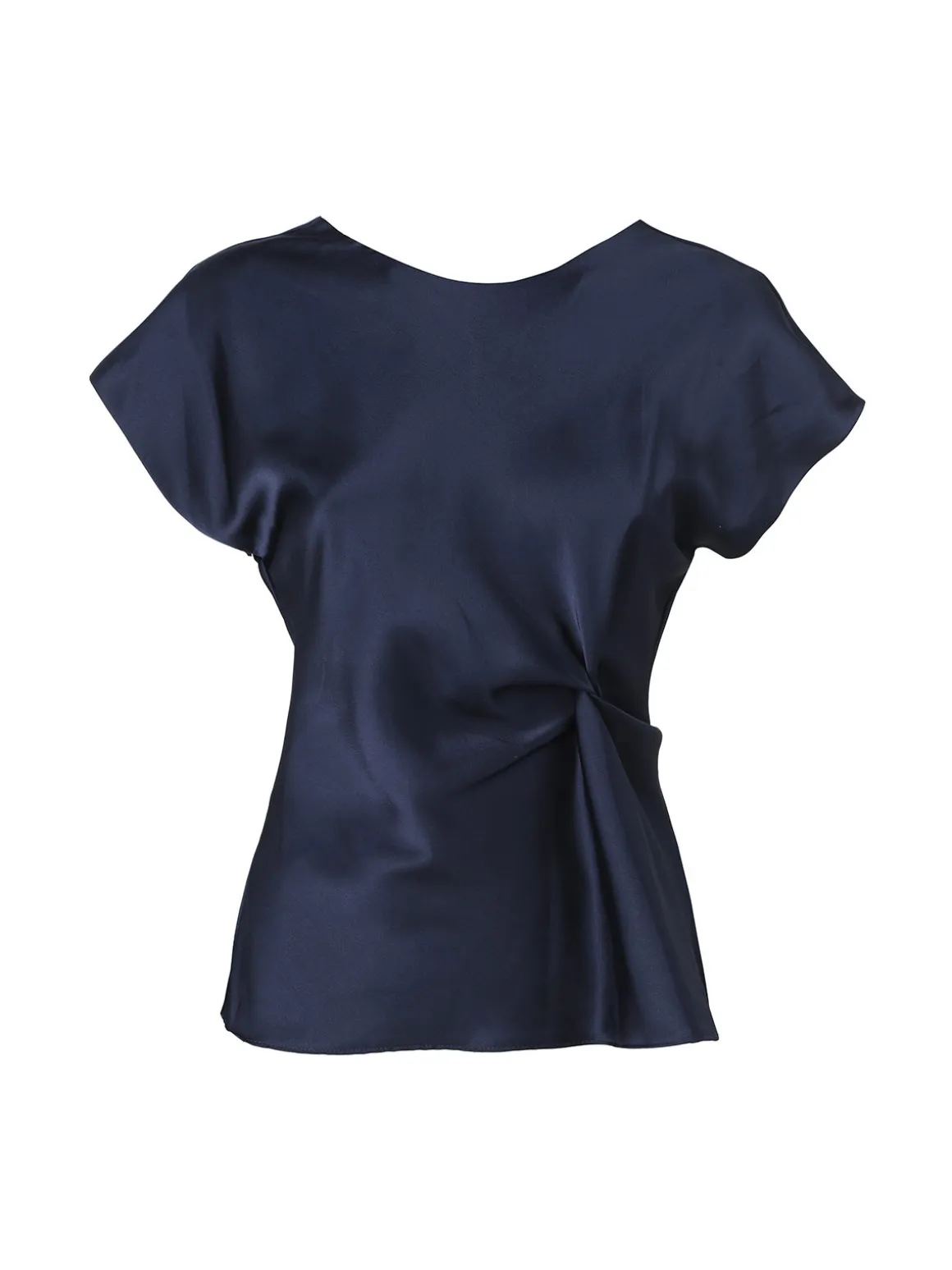 Melitea Blusa donna a maniche corte in tessuto effetto raso - bianco