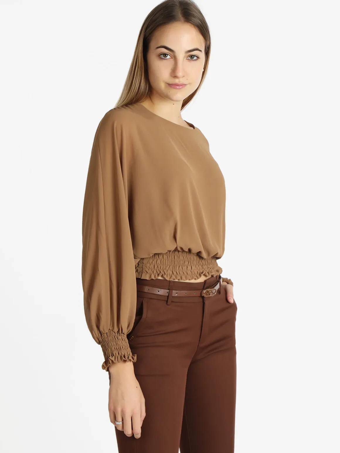 Melitea Blusa donna in voilè con maniche a pipistrello