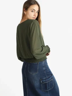 Melitea Blusa donna in voilè con maniche a pipistrello