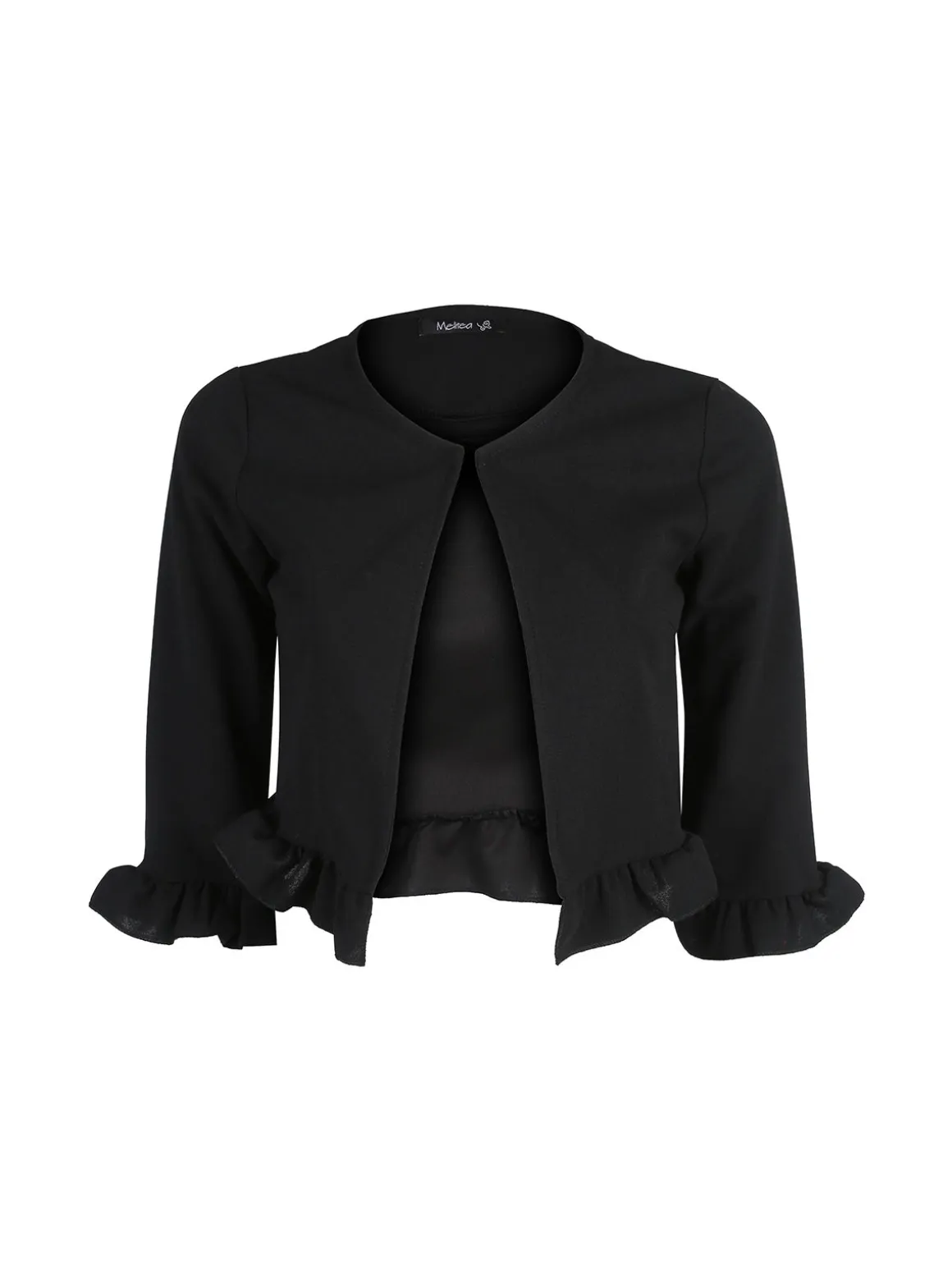 Melitea Cardigan donna aperto davanti con volant