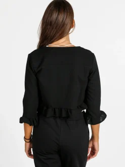 Melitea Cardigan donna aperto davanti con volant