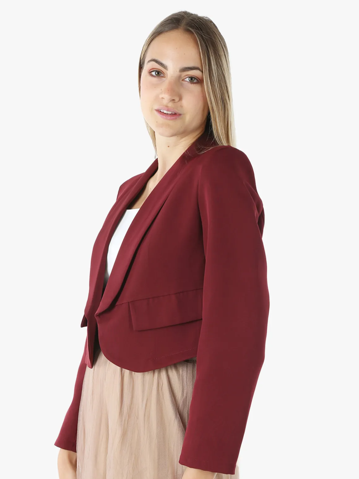 Melitea Giacca corta elegante senza chiusura - bordeaux