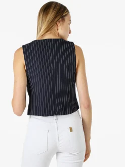 Melitea Gilet donna gessato con bottoni - blu scuro