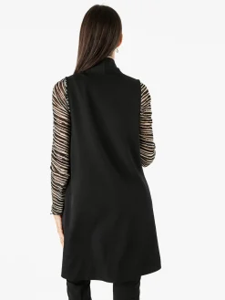 Melitea Gilet donna lungo con tasche - nero