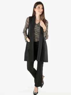 Melitea Gilet donna lungo con tasche - nero