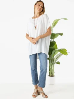 Melitea Maxi blusa da donna a maniche corte - bianco