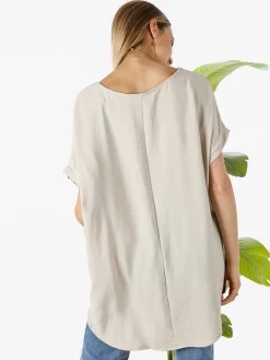 Melitea Maxi blusa da donna a maniche corte - beige