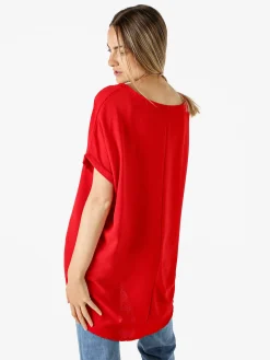 Melitea Maxi blusa da donna a maniche corte - rosso