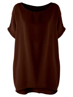 Melitea Maxi blusa da donna a maniche corte - moro