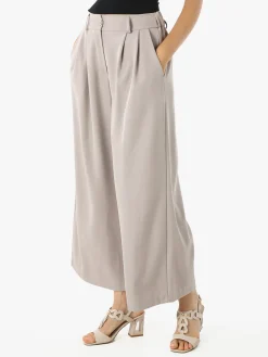 Melitea Pantaloni donna a palazzo con vita alta - fango