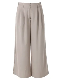 Melitea Pantaloni donna a palazzo con vita alta - fango