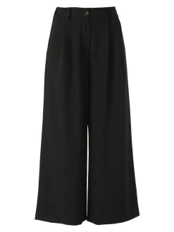 Melitea Pantaloni donna a palazzo con vita alta - nero