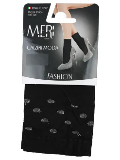 Meri Calzini moda donna a pois lurex - nero