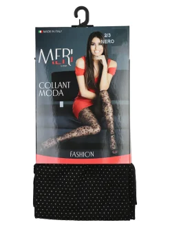 Meri Collant donna moda con stampa micropois - nero