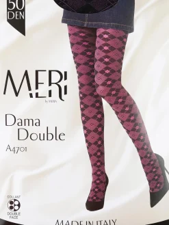 Meri Collant double face ricamo scozzese