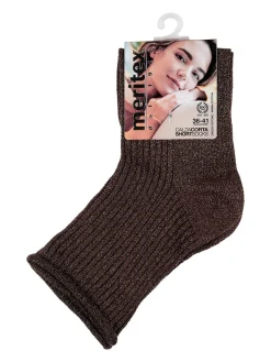 Meritex Calze corte lurex da donna - moro