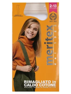 Meritex Collant da bambina in maglia caldo cotone - bianco