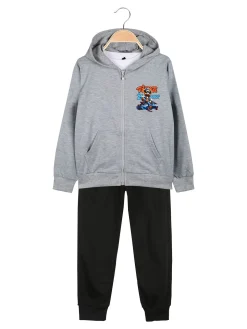 Mg Fashion Studio Completo tuta da bambino con cappuccio e zip e stampa davanti e dietro - grigio
